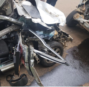 "I am a living miracle. If someone is in doubt of what God can do, show them these photos"- Man shares the story of how a petrol-laden tanker rammed into a car conveying him and his wife, having them trapped for 1 whole hour (VIDEO)