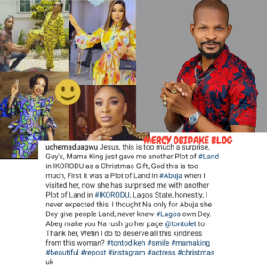 "Mama King Just Gave Me A Plot Of Land At Ikorodu...."- Uche Maduagwu Rejoices, Thanks Tonto Dikeh (DE