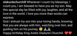 Tonto Dikeh's ex-husband Olakunle Churchill on son birthday on 