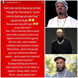 "You Keep Ins¥lting Any Artiste At Every Opportunity" – Rudeboy Sl@ms Eedris Abdulkareem For Berating Burna Boy (DETAIL)