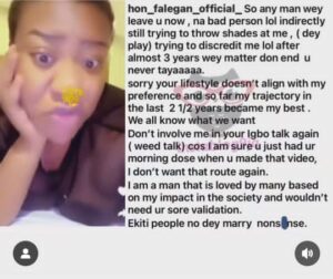 kiti People No De Marry N0ns€nse " - Actress, Nkechi Blessing's Ex, Falegan Responds To Her Rants (VIDEO/DETAIL)