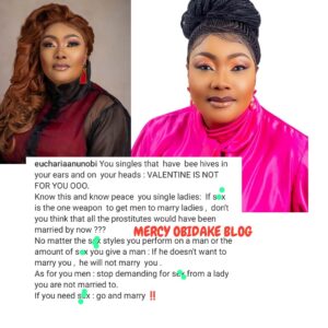 No matter the $€x style, or amount of $£x you give a man can make him marry you"- Actress, Eucharia Anunobi advices single ladies