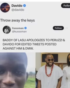 "Throw Away The Keys"- Davido Reacts As Peruzzi Tracks down Twitter Influencer Who Made Fake Tweets Claiming He Slept With Chioma(VIDEO)