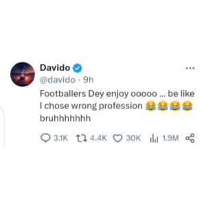 Davido reacts after seeing how much footballers earn 