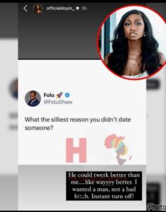 " I Wanted A Man Not A B@d B!tch, Instant Turn-off " - Reality TV Star, Doyin David Reveals Reason She Refused Dating A Guy