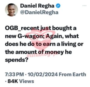 What Does He Do To Spend Such Money " - Media Critic, Daniel Regha Questions Comedian, Ogb Recent's G-Wagon Acquisition
