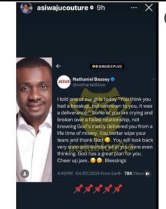 " God Has A Great Plan For You, Cheer Up Jare " Actress, Mercy Aigbe's Husband's First Wife, Asiwaju Motivates Herself With Pastor Nathaniel Bassey's Tweet About Break-Up