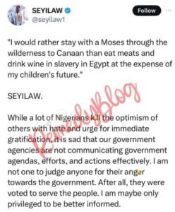 "If another election was held tomorrow, I would still vote ASIWAJU BOLA AHMED TINUBU" - Comedian, Seyi Law, Tweets (DETAILS)