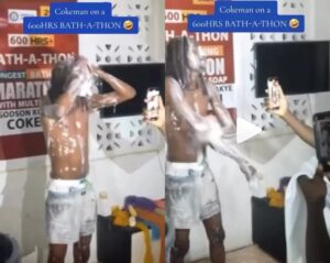 Ghanaian Socialite, Kofi Boakye, Joins Race To Break World Record As He Attempts To Bathe For 600 Hours (VIDEO)