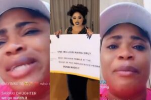 "I don't want to be in debt, please support me" - Filmmaker, Eniola Ajao begs Nigerians to watch her movie, says no award was given to Bobrisky (VIDEO)