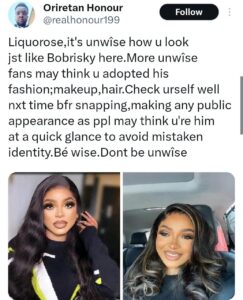     "It's unwise how you just look like Bobrisky , check yourself well next time before snapping to avoid mistaken identity. " - Mr Unwise tells Liquorose