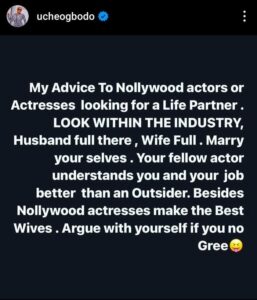 "Why Nollywood Actors And Actresses Should Get Married To Each Other"- Uche Ogbodo Spills (Details)