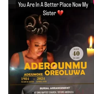 Nollywood actress, Adejumoke Aderounmu (Esther In Jenifa's Diary) reportedly passes away