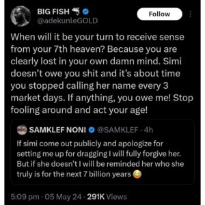 Adekunle Gold replies Samklef