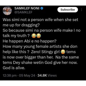 Adekunle Gold replies Samklef