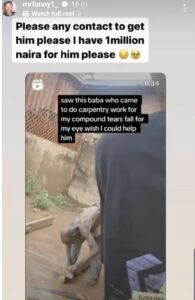 Sabinus Offers To Give 1 Million Naira To An Elderly Carpenter (DETAIL)