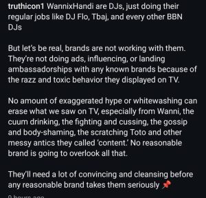 "Wanni x Handi Are Not Getting Brand Deals Because Of Their R@zz & Tox!c Behaviour In The BBN House"- Truth Icon Claims (DETAILS)