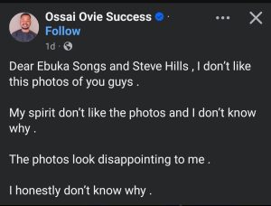 "This Is Not Godly, Is This A Pre-wedding Photo?....I Am Dissapointed " Netizens Ossai Ovie Success React To Ebuka Songs New Photos