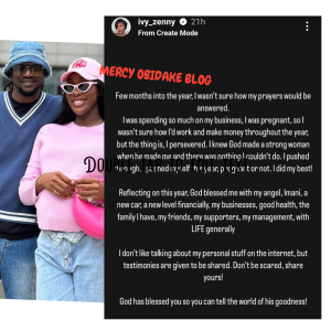  "This Year, God blessed me with my daughter, a new car, good health. I always pray concerning my year every crossover.."- Paul Okoye's Wife Ivy Ifeoma Expresses Gratitude 