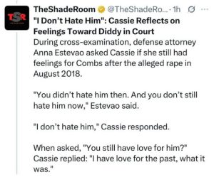 "I don't hate him" - Cassie Reflects On Feelings Towards Rapper, Diddy, In Court (DETAILS)