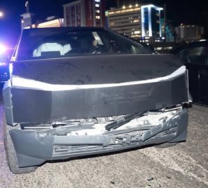 Singer, Omah Lay, involved in an accident with his two Tesla cybertrucks (VIDEO)